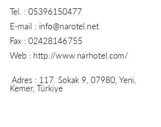 Nar Hotel iletiim bilgileri